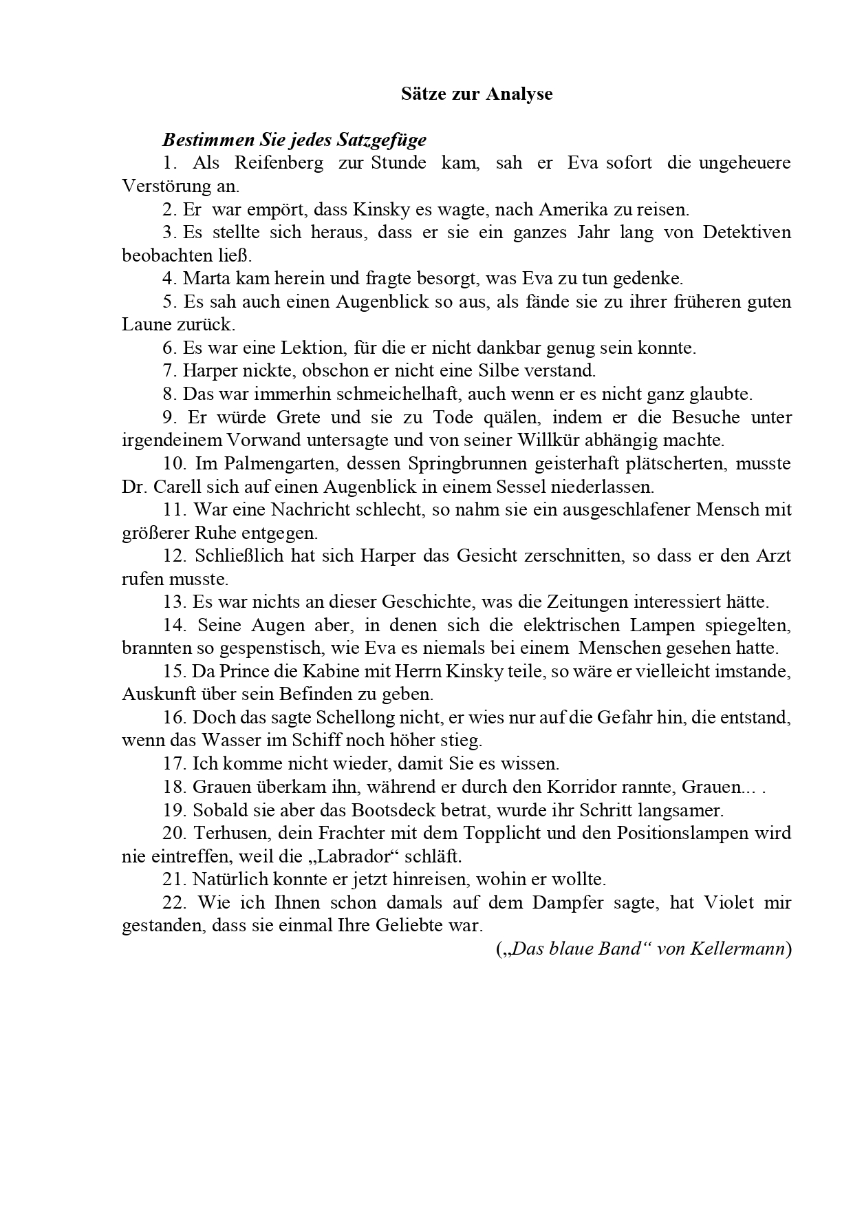 Sätze zur Analyse