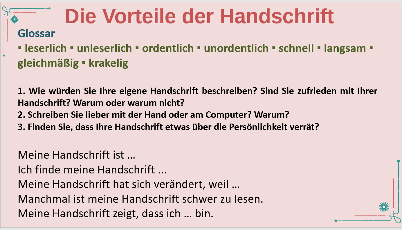 Die Vorteile der Handschrift